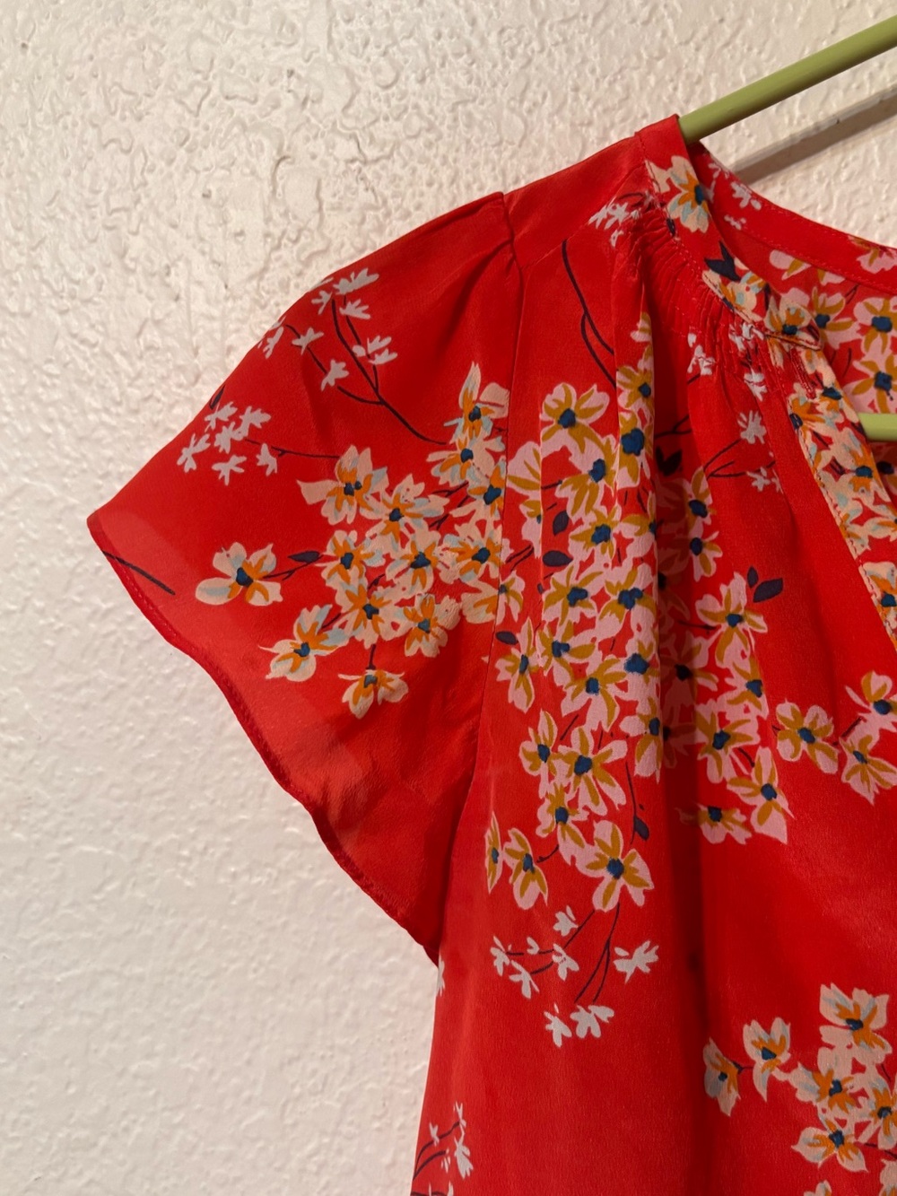 Rebecca Taylor Silk Floral Flutter Sleeve Blouse Size 2 - Picture 4 of 5